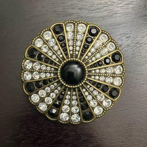 LaVintage White Cz & Black Crystal Swarovski Custom Enhancer Brooch Pendant